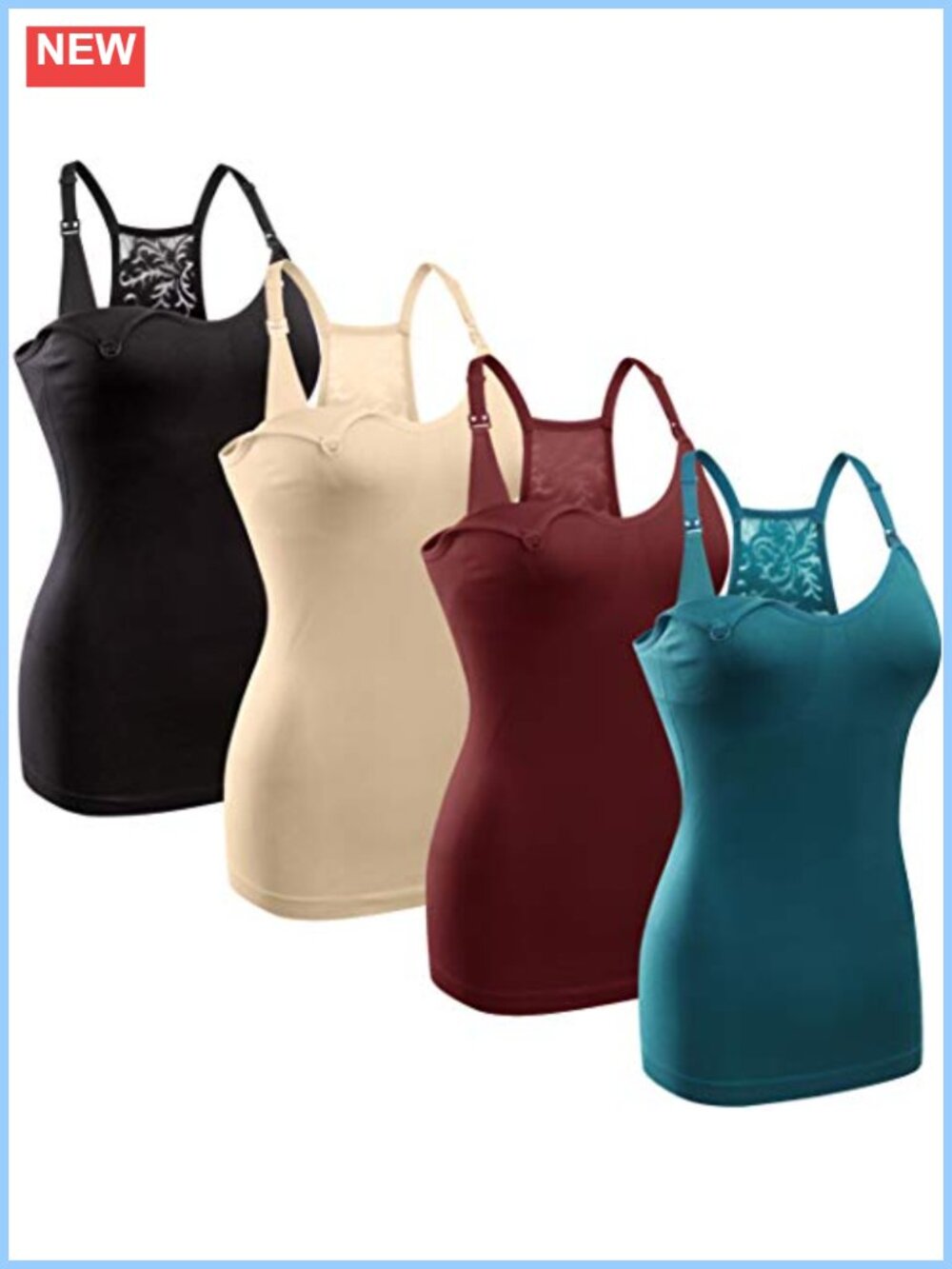 Nursing Tank Top Maternity Bra Breastfeeding Shirt Adjustable Straps 4Pack